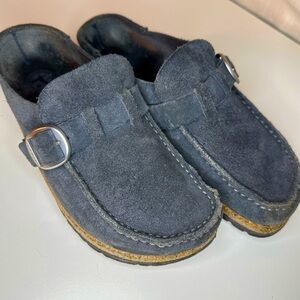 Birkenstock Buckley Clogs, Navy Suede